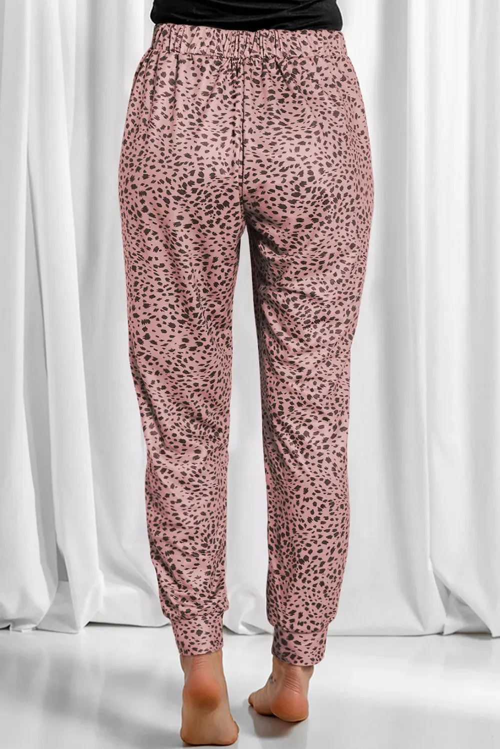 Full Size Leopard Drawstring Pocketed Pants for Women