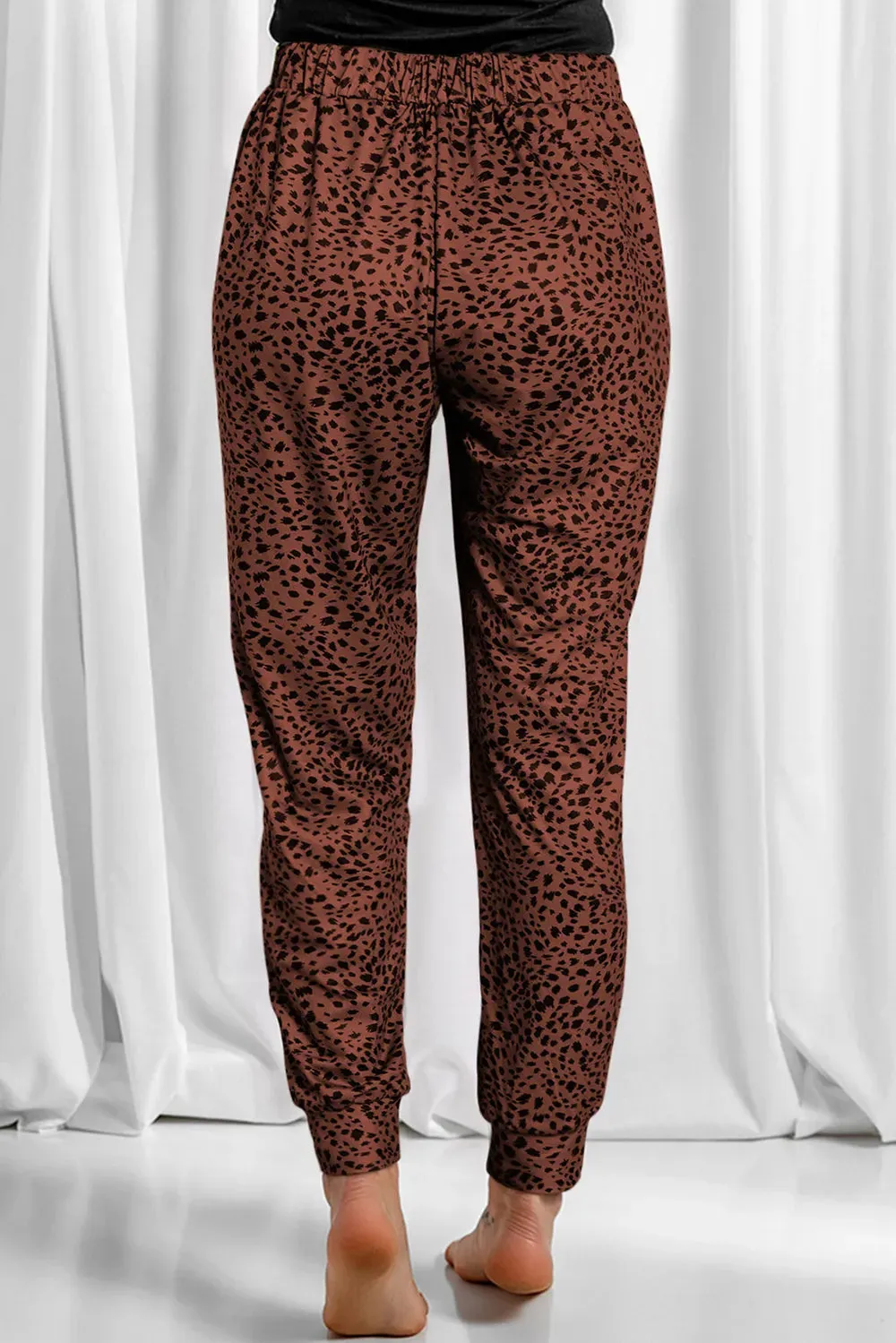Full Size Leopard Drawstring Pocketed Pants for Women