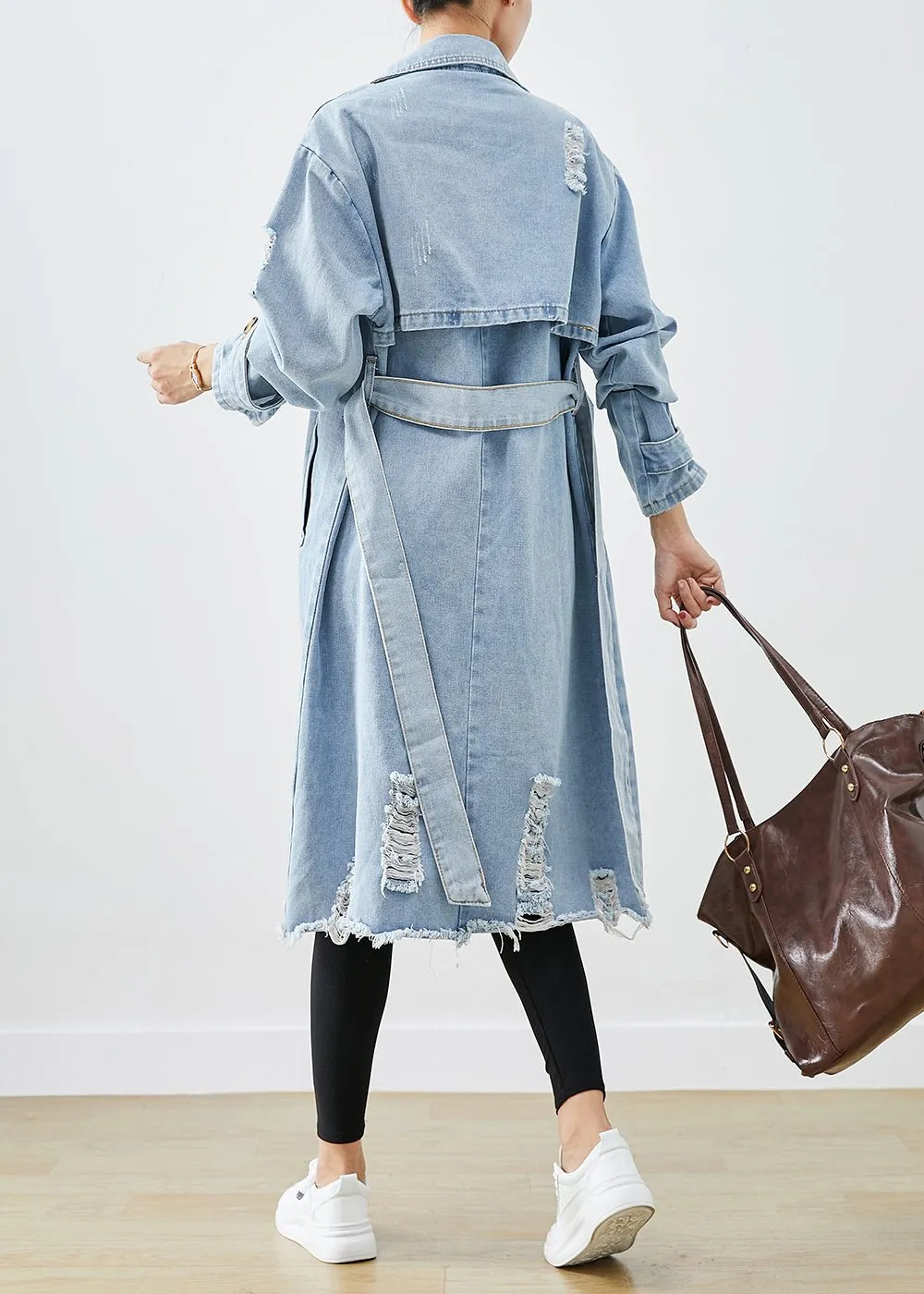 Full-size oversized ripped denim coat - Ideal for layering - Trendy fashion for any season