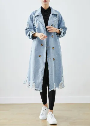 Full-size oversized ripped denim coat - Ideal for layering - Trendy fashion for any season