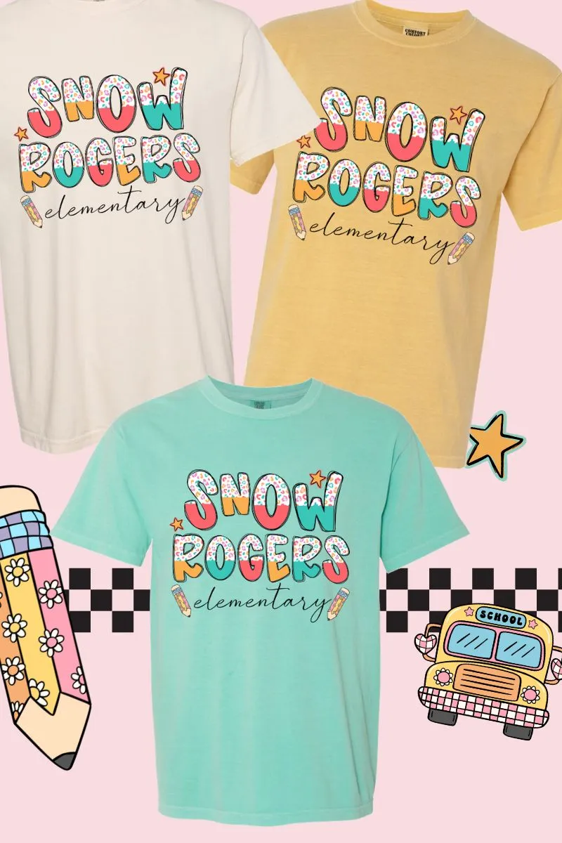 Funky Leopard Snow Rogers Elementary Comfort Colors Adult Ring-Spun Cotton Tee