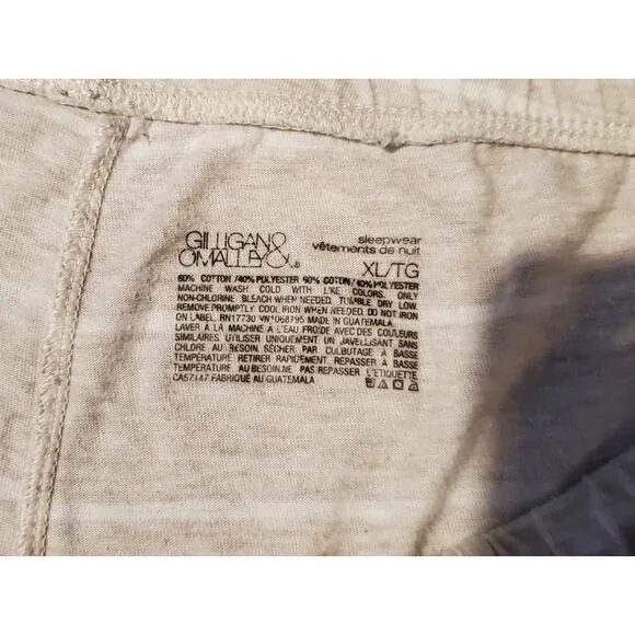 Gilligan O'Malley Womens Sz XL Pajama Pants 2 Pairs Gray‎ Beige Drawstring