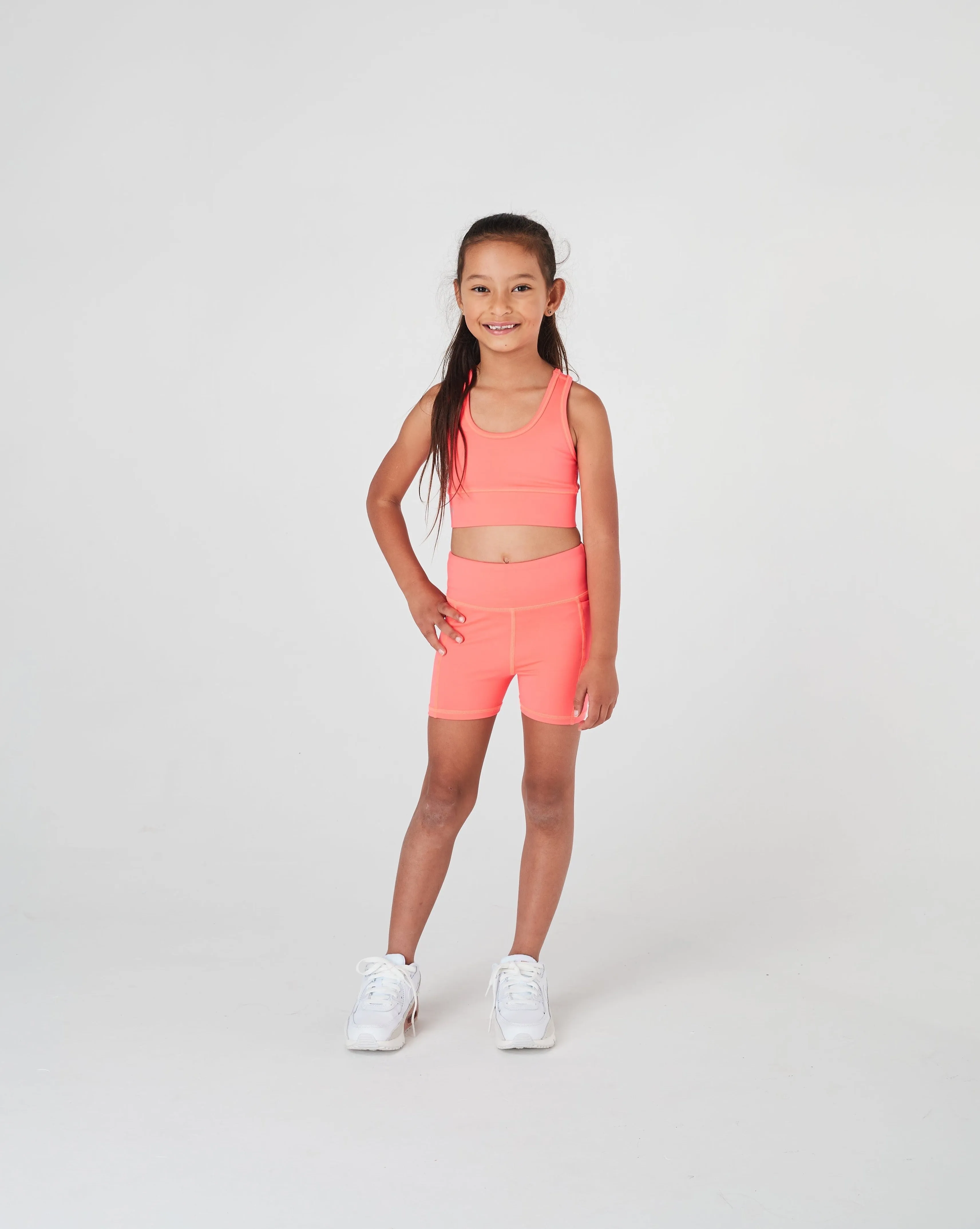 Girls Neon Orange Bike Shorts