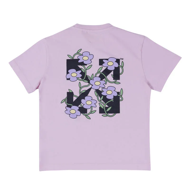 Girls Pink Front Logo Printed T-Shirts