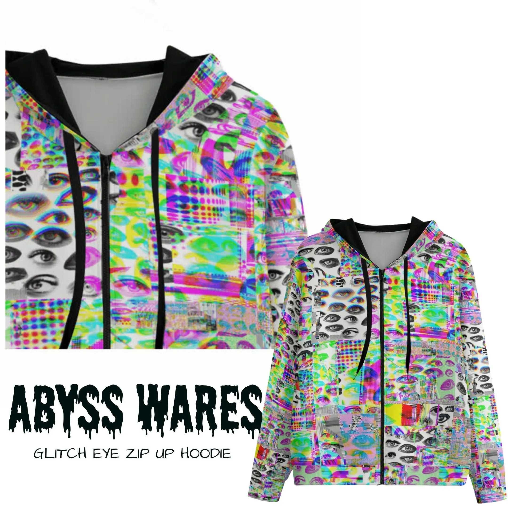 Glitch Eye RGB Zip Up Hoodie