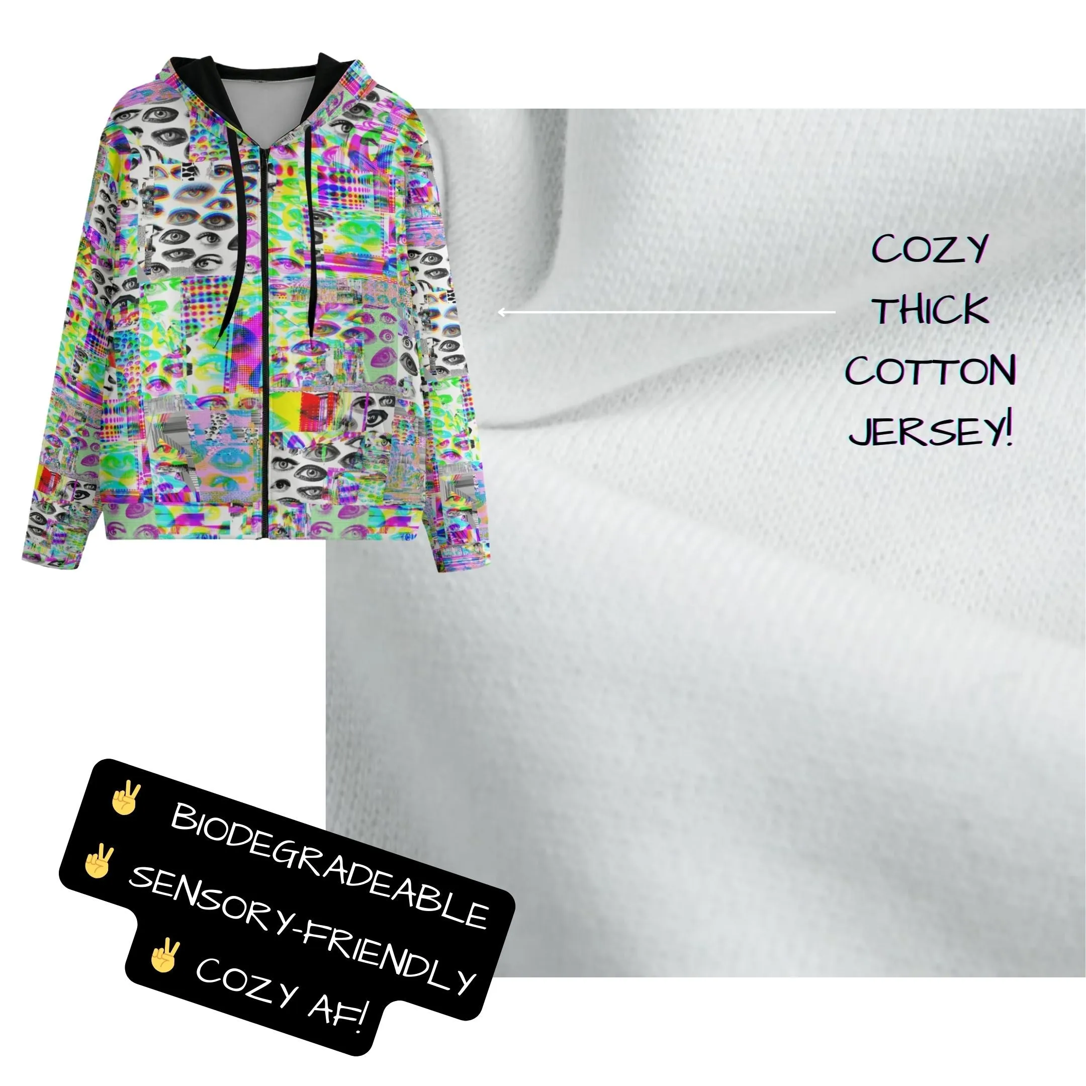Glitch Eye RGB Zip Up Hoodie