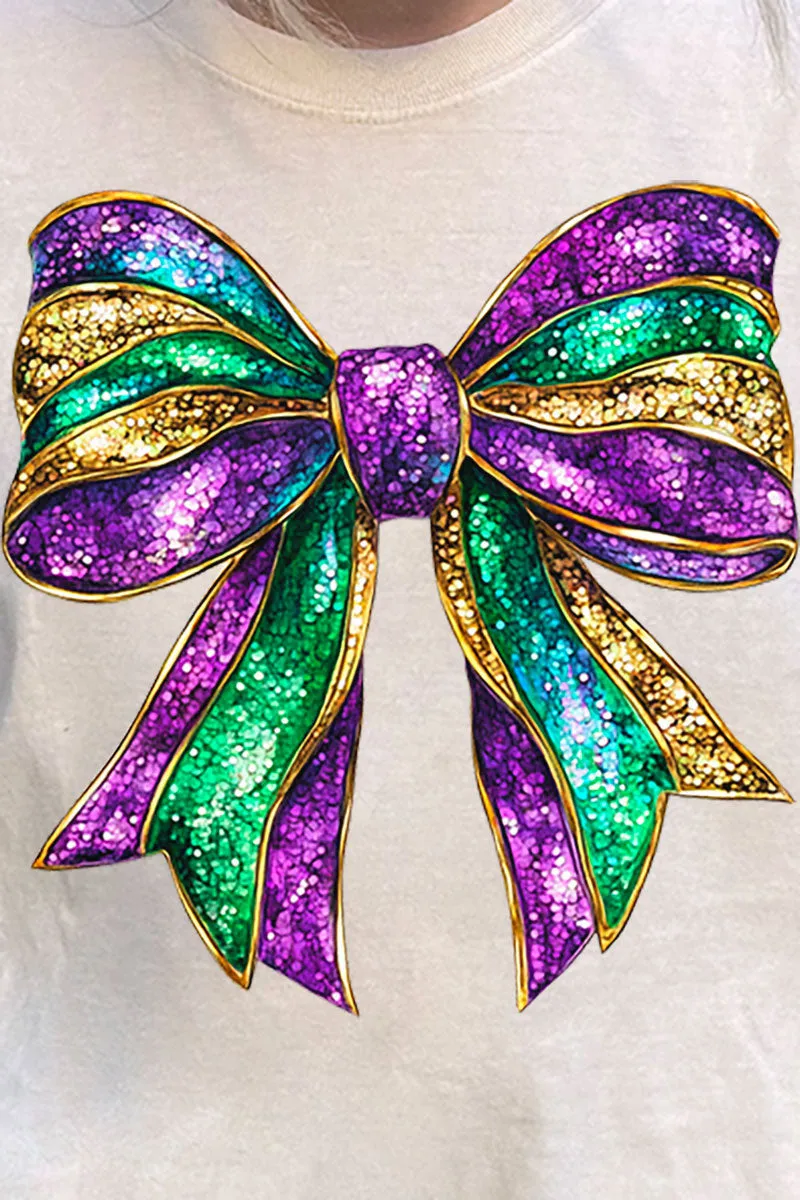 Glitzy Mardi Gras Bow Comfort Colors Adult Ring-Spun Cotton Tee