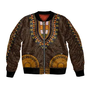 Gold Dashiki and Tapa Pattern Bomber Jacket Africa-Polynesia Together Culture LT9