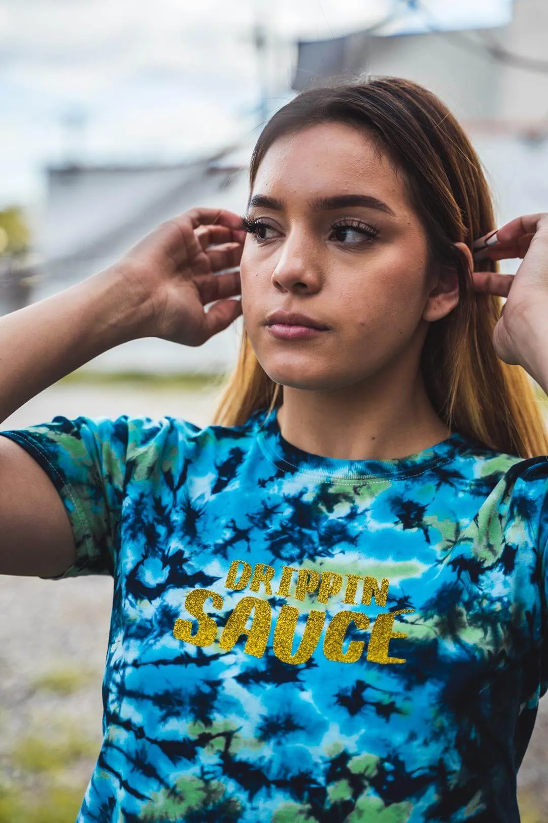 Gold Glitter Drippin Sauce | Green Caribbean Tee