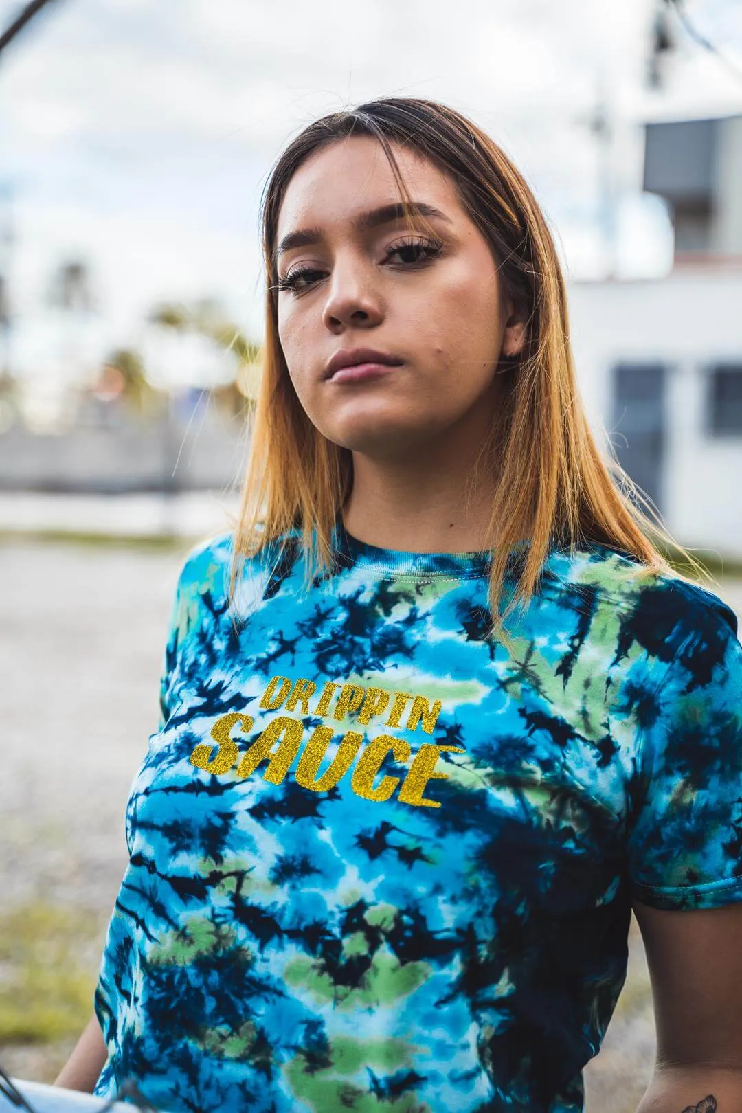 Gold Glitter Drippin Sauce | Green Caribbean Tee