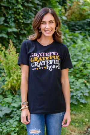 Grateful Heart Graphic T-Shirt In Black (Ships in 1-2 Weeks)