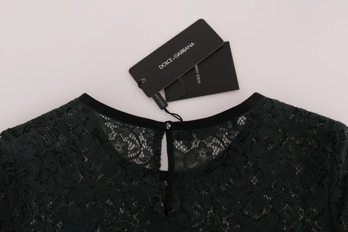 Green Floral Lace Blouse Top T-Shirt