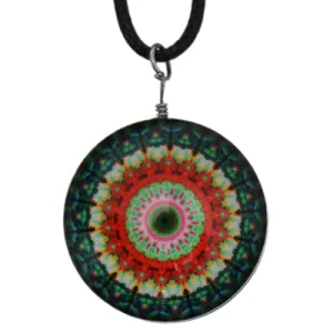 Green Orange Kaleidoscope Nylon Charm Necklace