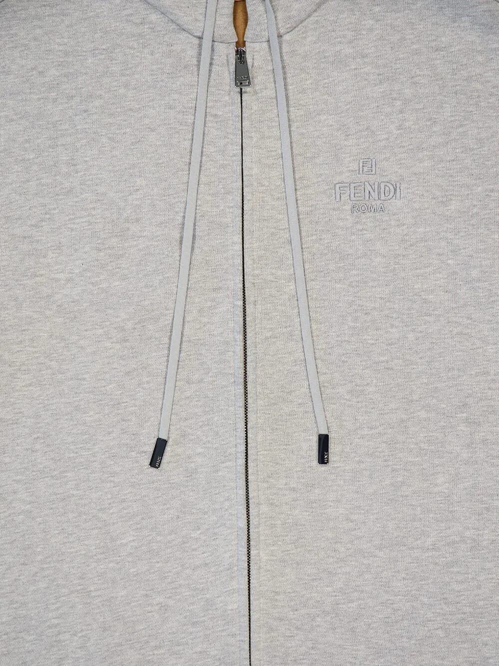 Grey Cotton Zip-Up Hooded Sweatshirt