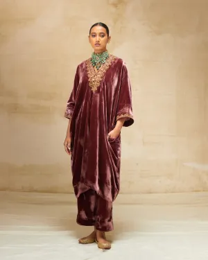 Gudhal silk velvet tunic with trousers-2