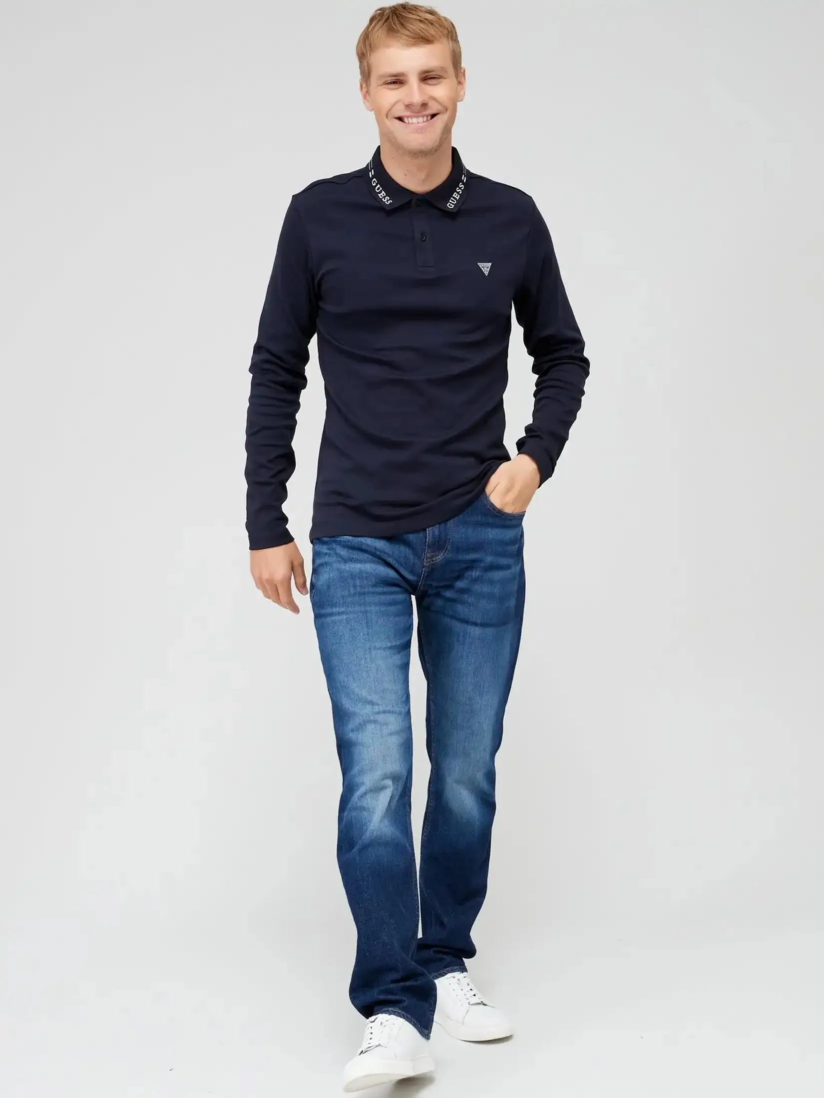 Guess Mens Jeans Angels Slim Fit Dark Wash Blue