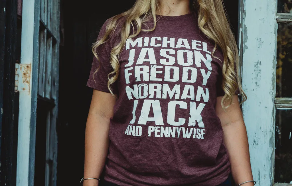 Halloween Horror Movie Villain Tee - Maroon