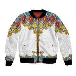 Happy Ethiopian Timkat Bomber Jacket Cross Mix Tilet Pattern LT15