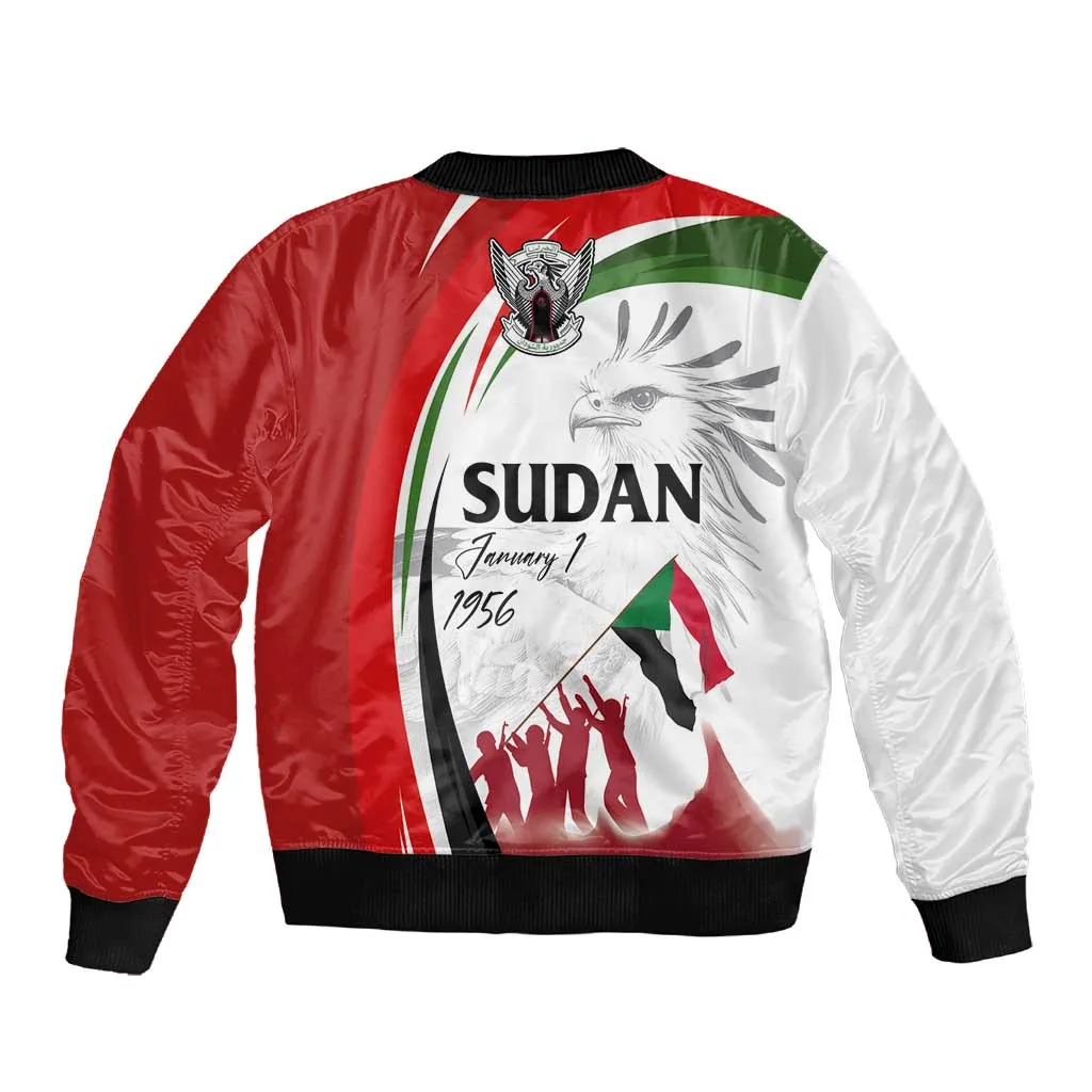 Happy Independence of Sudan Sleeve Zip Bomber Jacket Soldiers Fight for Homeland - Victory is ours LT03
