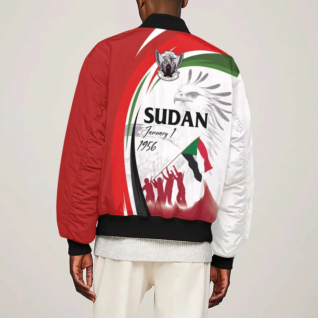 Happy Independence of Sudan Sleeve Zip Bomber Jacket Soldiers Fight for Homeland - Victory is ours LT03