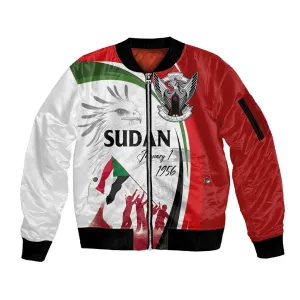Happy Independence of Sudan Sleeve Zip Bomber Jacket Soldiers Fight for Homeland - Victory is ours LT03