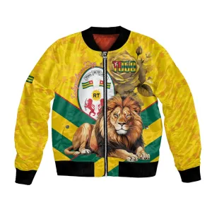 Happy Togo Independence Day Bomber Jacket Lion With Coat Of Arms - Kente Pattern LT15