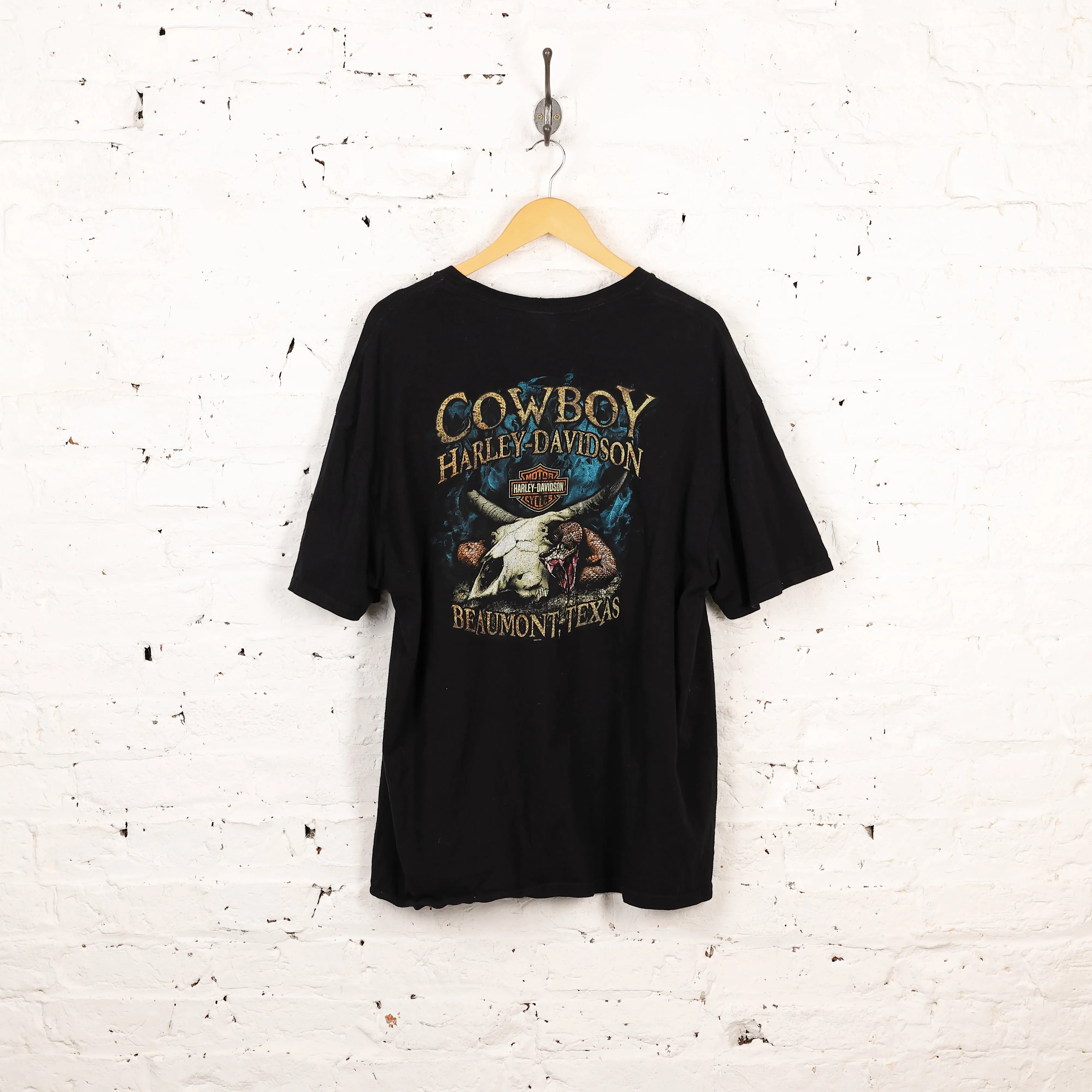 Harley Davidson Motor Cycles Cowboy Texas T Shirt - Black - XL