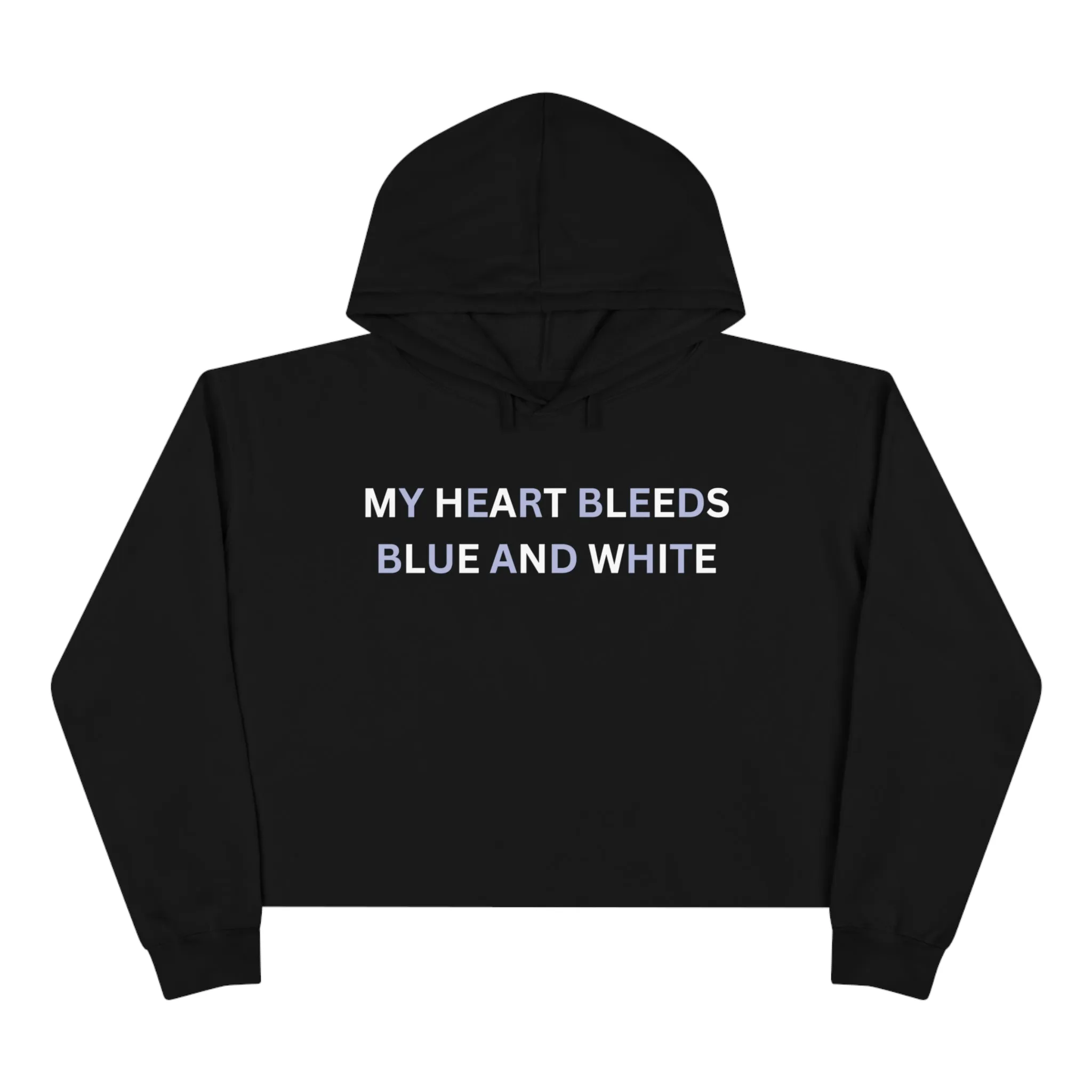 Heart Bleeds Blue & White Crop Hoodie