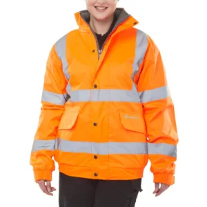 Hi-vis Fleece Lined Bomber Jacket - Orange