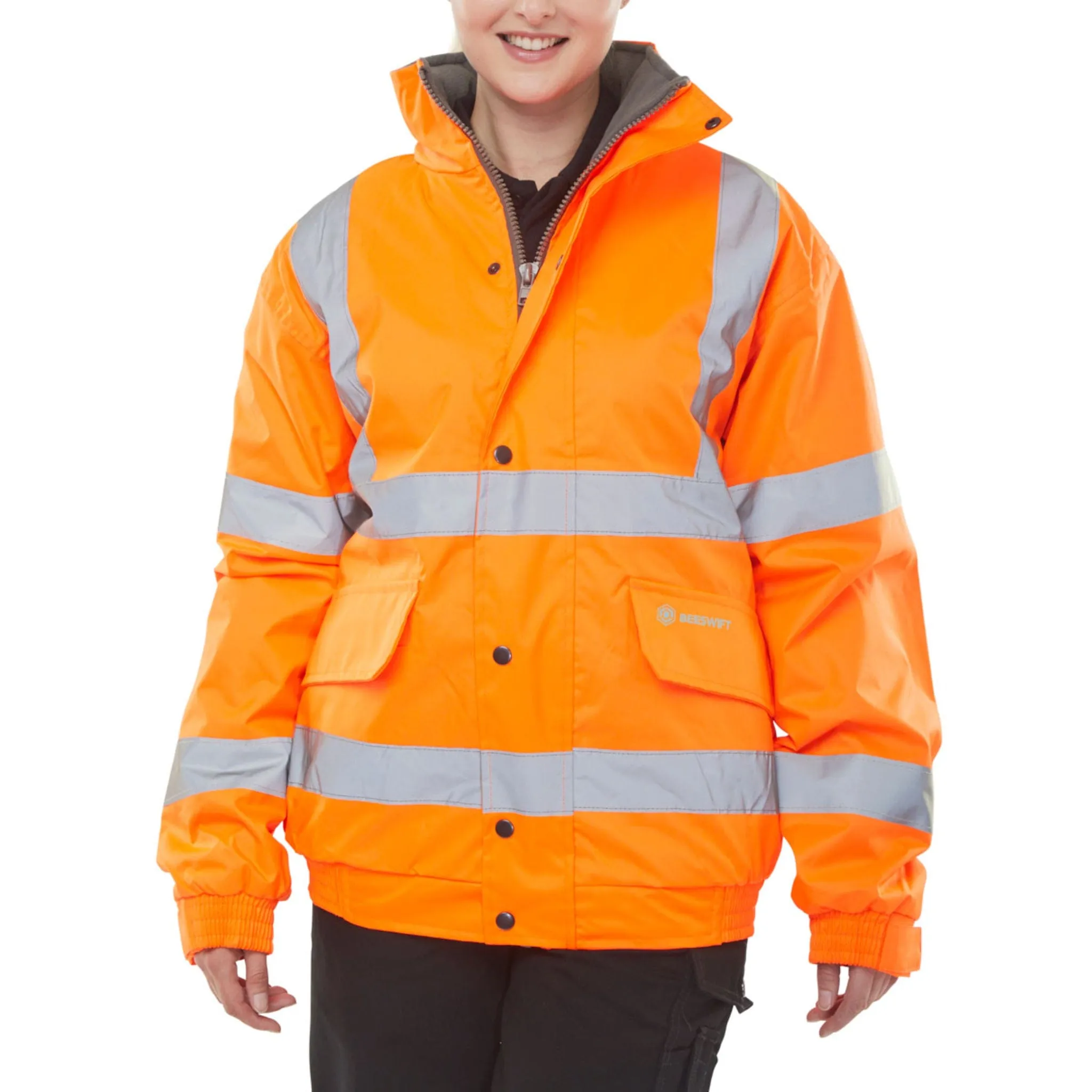 Hi-vis Fleece Lined Bomber Jacket - Orange