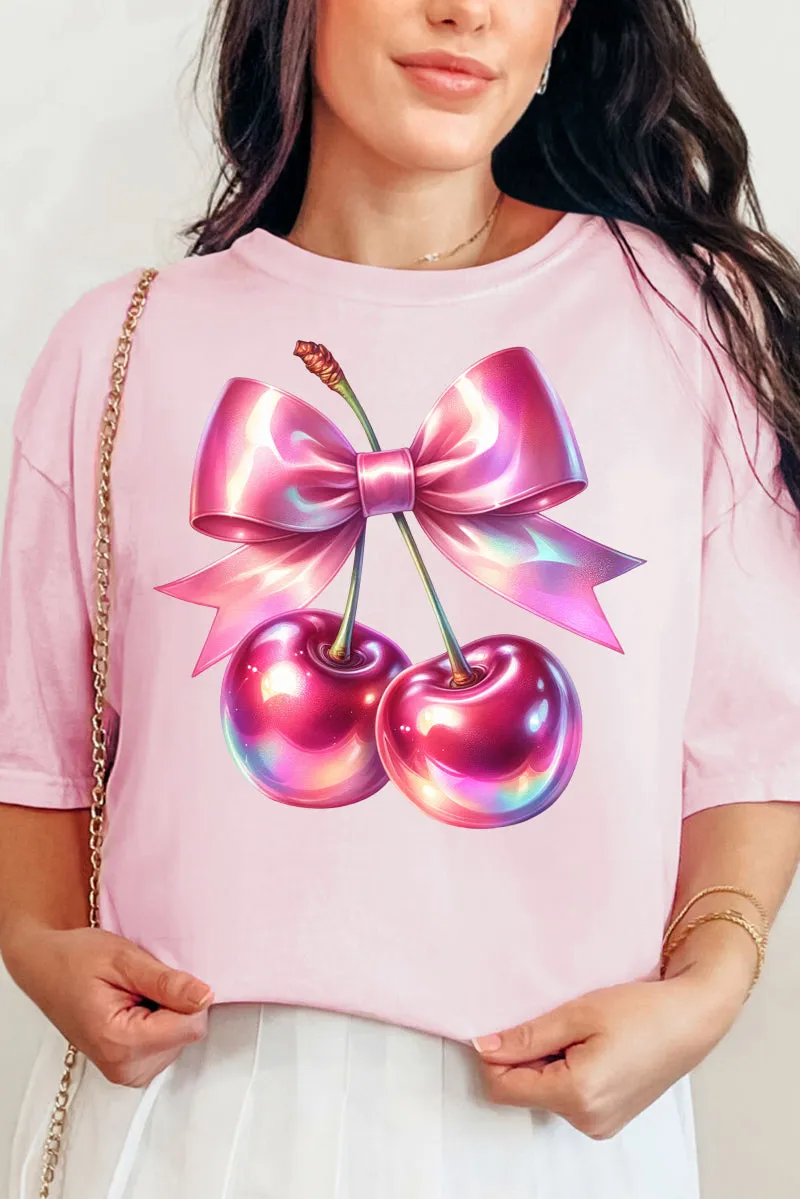 Holographic Coquette Cherries Comfort Colors Adult Ring-Spun Cotton Tee
