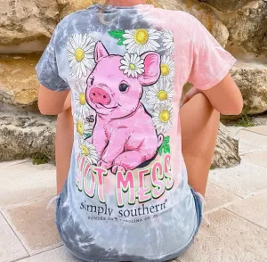 'Hot Mess' Pig Tie Dye Short Sleeve Tee by Simply Southern