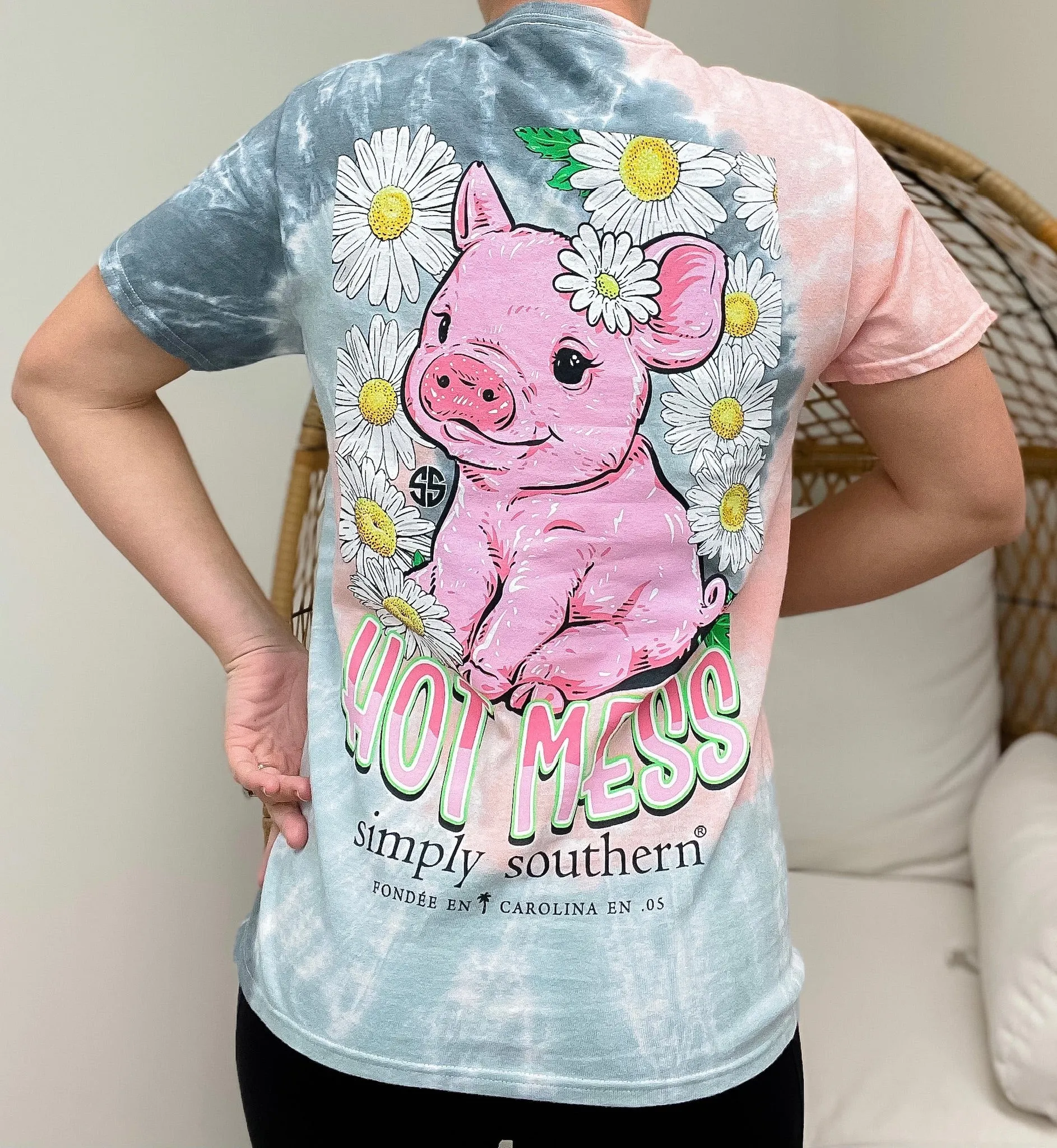 'Hot Mess' Pig Tie Dye Short Sleeve Tee by Simply Southern
