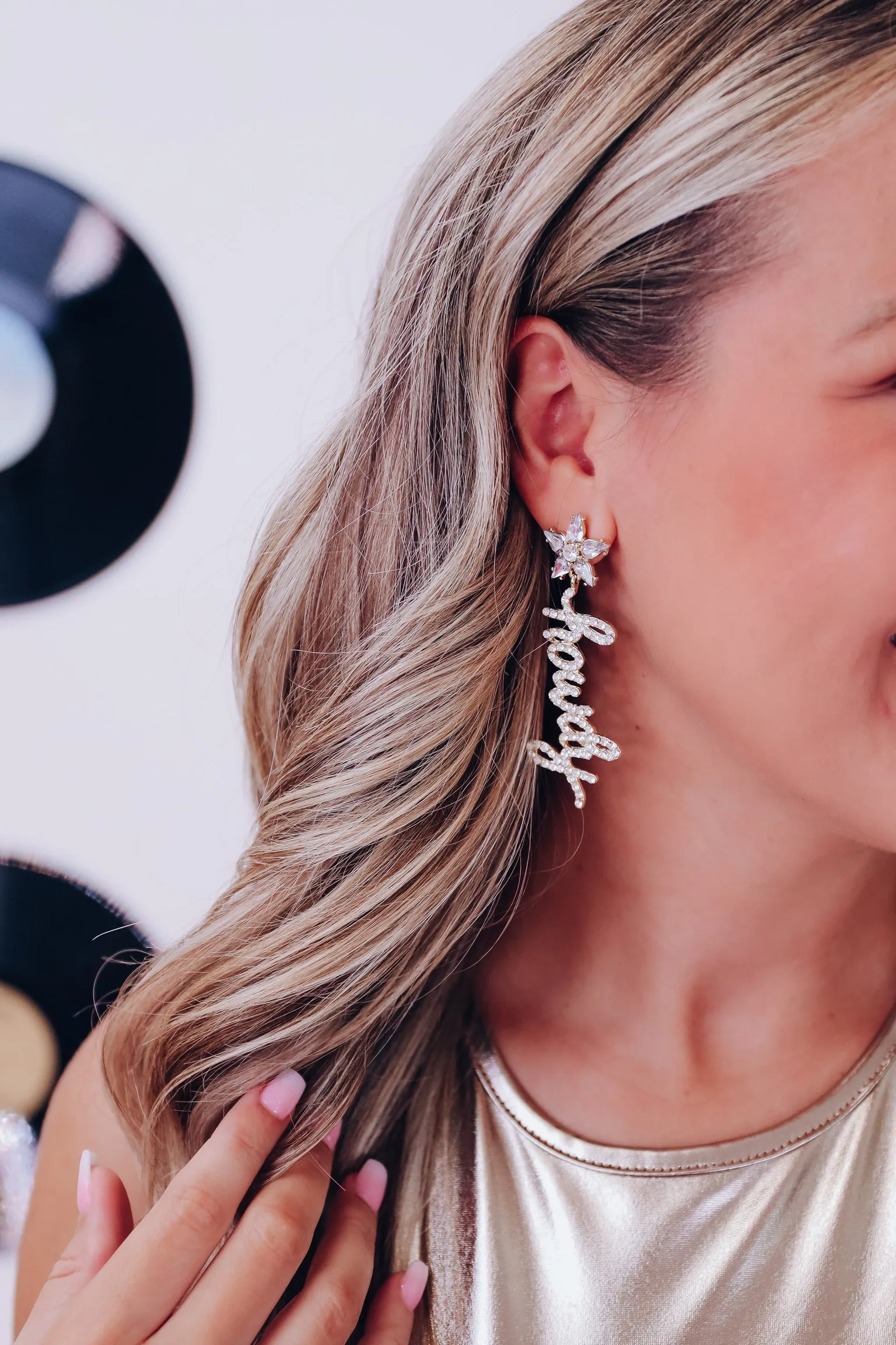 Howdy Rhinestone Earrings - Gold