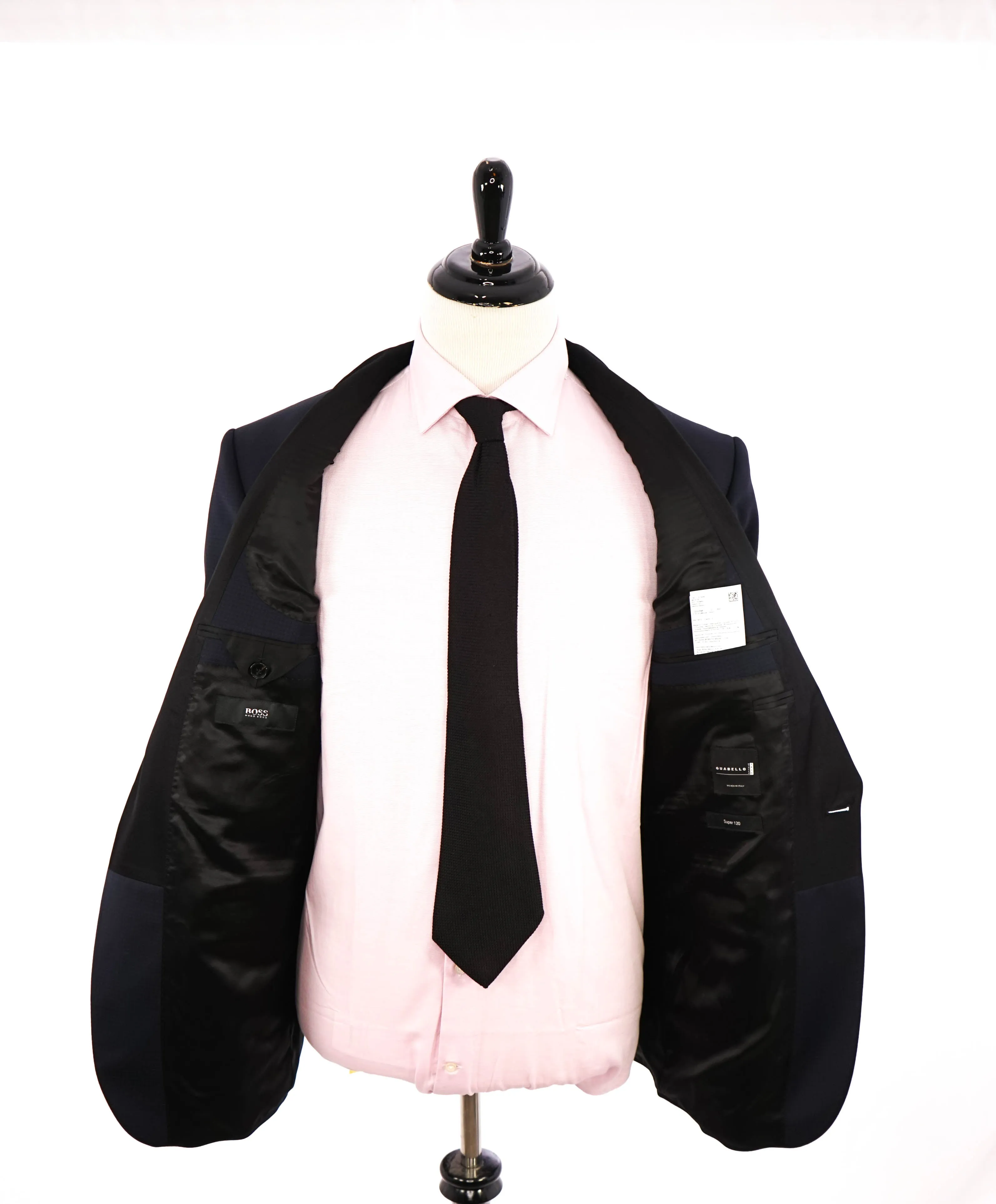 HUGO BOSS - Shawl Collar HOUNDSTOOTH Navy Blue 1-Button Tuxedo Suit - 44R