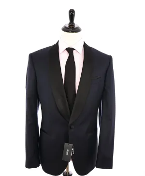 HUGO BOSS - Shawl Collar HOUNDSTOOTH Navy Blue 1-Button Tuxedo Suit - 44R