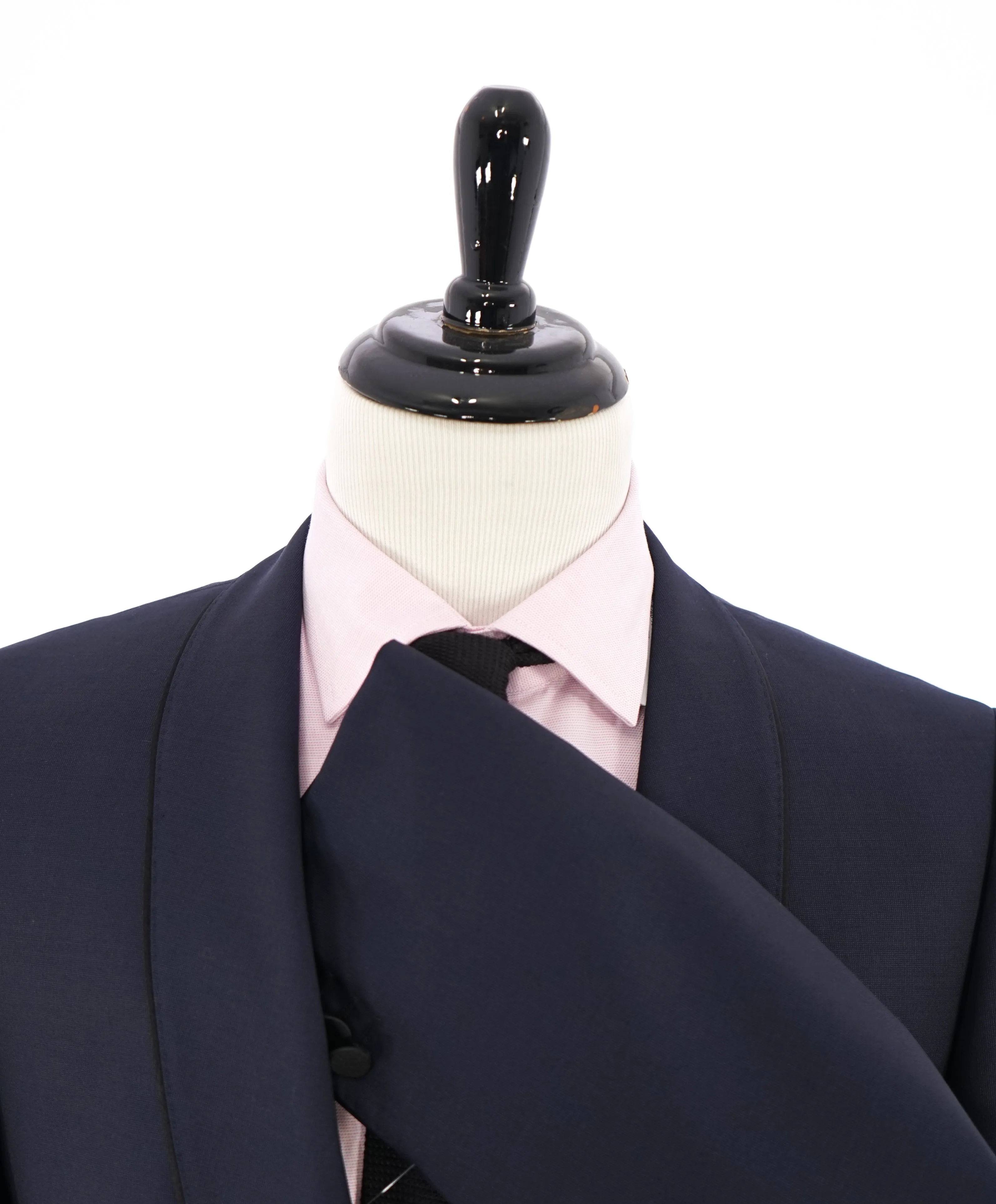 HUGO BOSS - Wide Shawl Collar Satin tipped 1-Button Blue Tuxedo Suit SILK - 42R