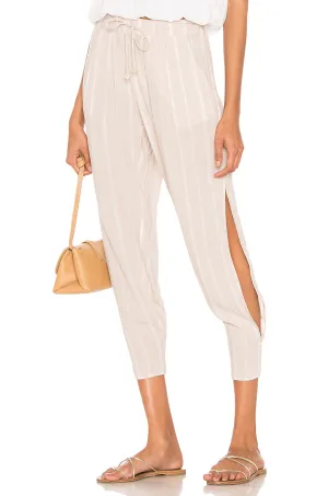 Indah Clothing Alligator Drawstring Side Slit Pant | Black, Nude, Red and Stone Stripe