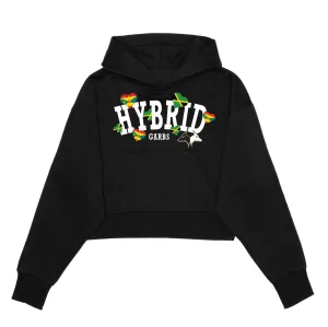 Jamaica-Grenada Love Crop Top Hoodie - Black