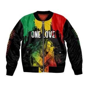 Jamaica Reggae King Bomber Jacket Sketch Style One Love LT7