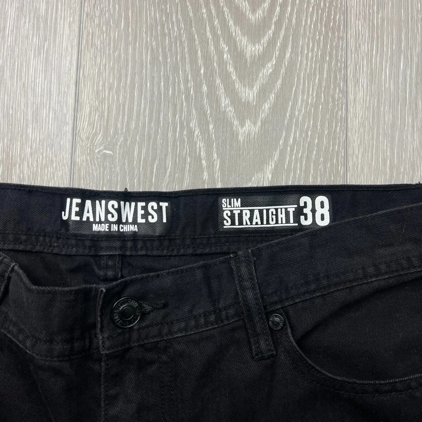Jeanswest Mens Black Slim Straight Denim Jeans Size 38