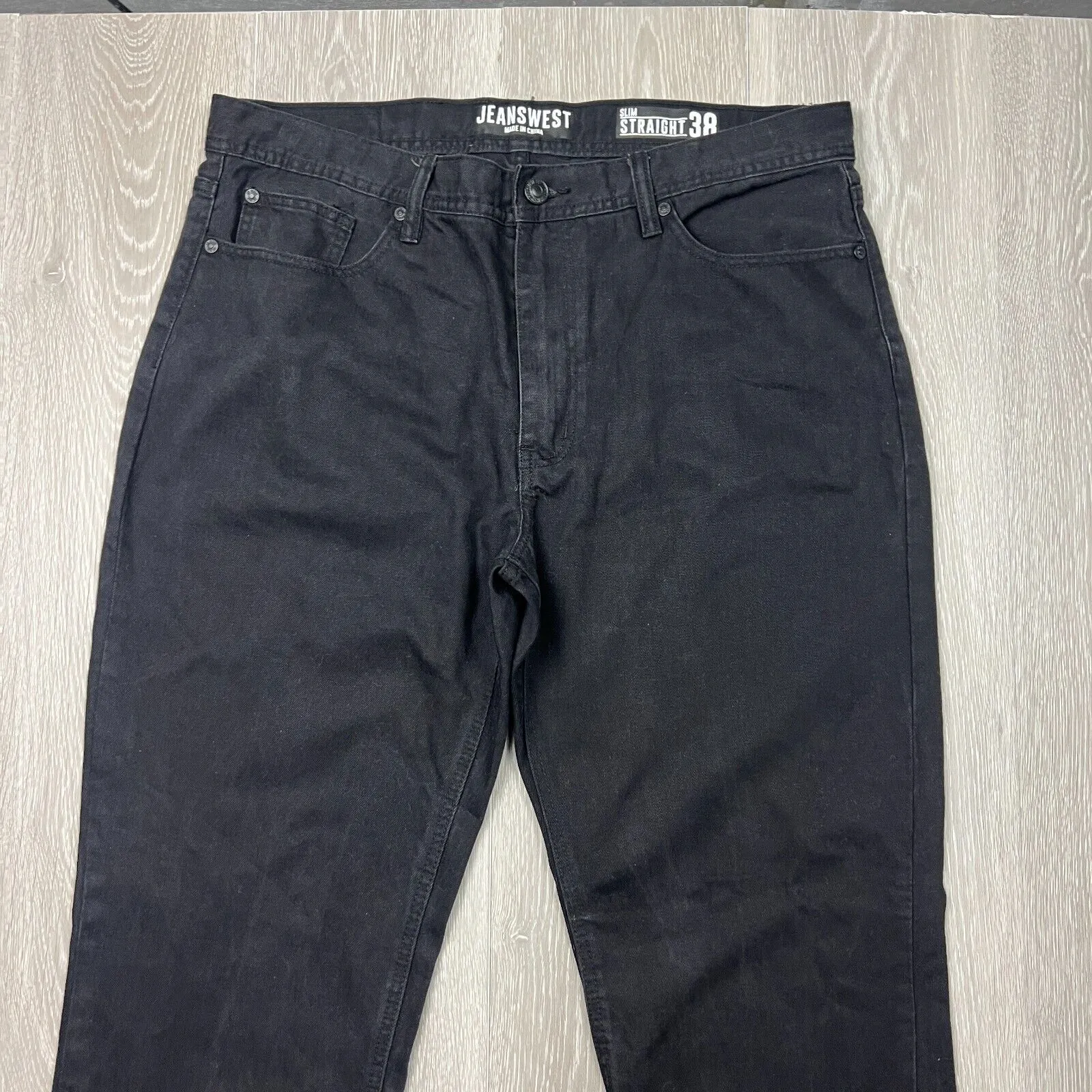 Jeanswest Mens Black Slim Straight Denim Jeans Size 38