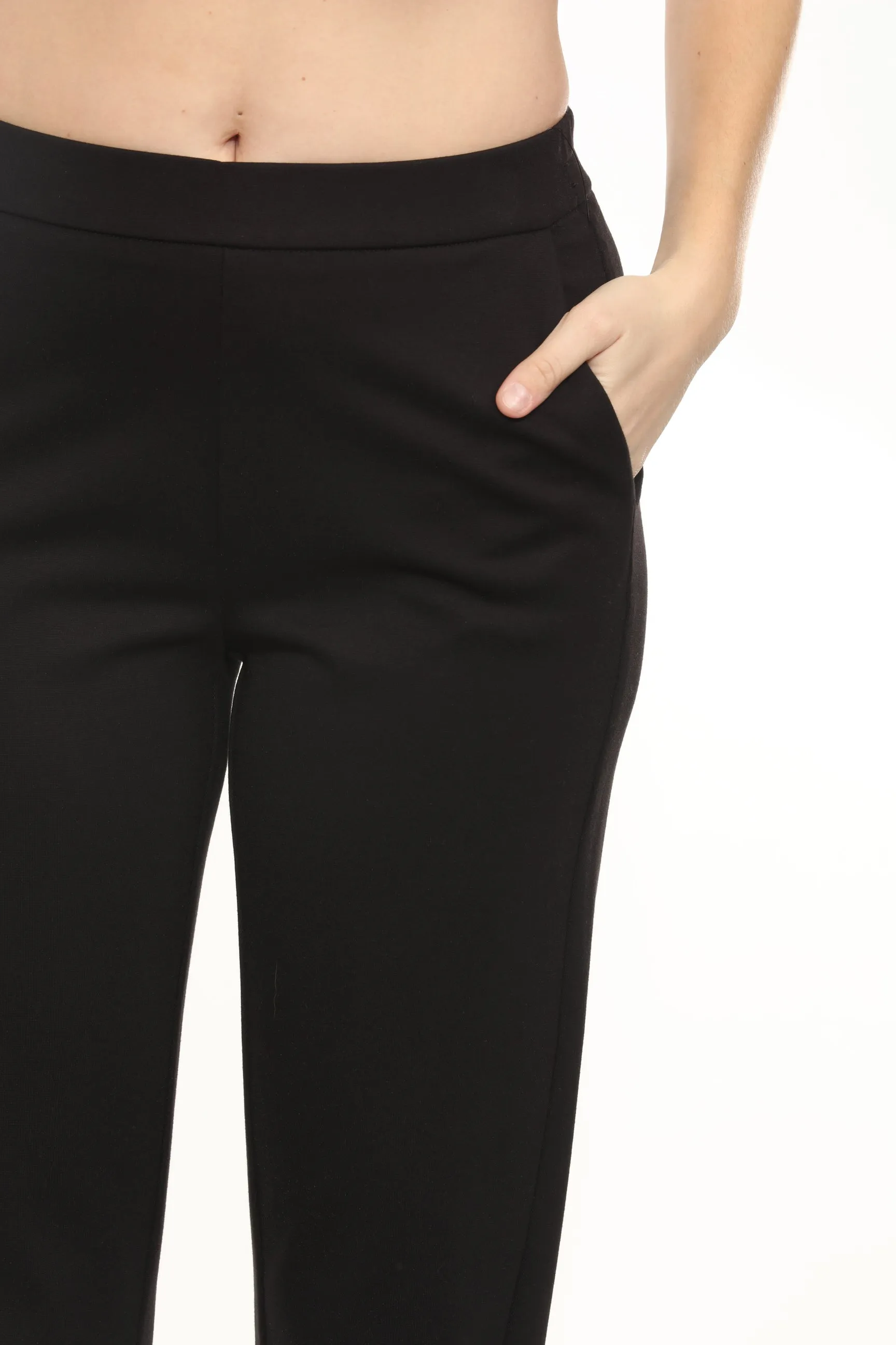 Joseph Ribkoff Black Cuffed Pull On Slim Trouser Pants 243050