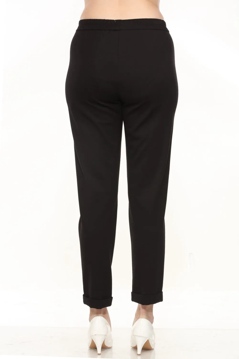 Joseph Ribkoff Black Cuffed Pull On Slim Trouser Pants 243050