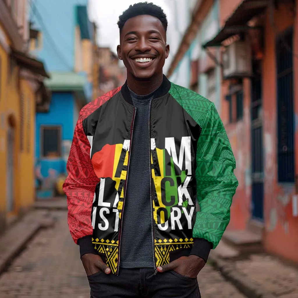 Juneteenth Bomber Jacket Mix African Pattern - I Am Black History LT7