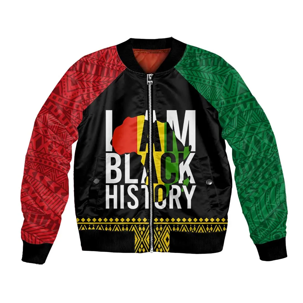 Juneteenth Bomber Jacket Mix African Pattern - I Am Black History LT7