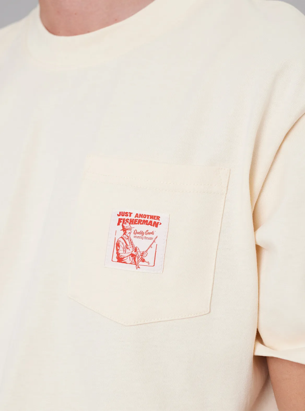 JUST ANOTHER FISHERMAN Quality Heavy Shore Tee - Antique White