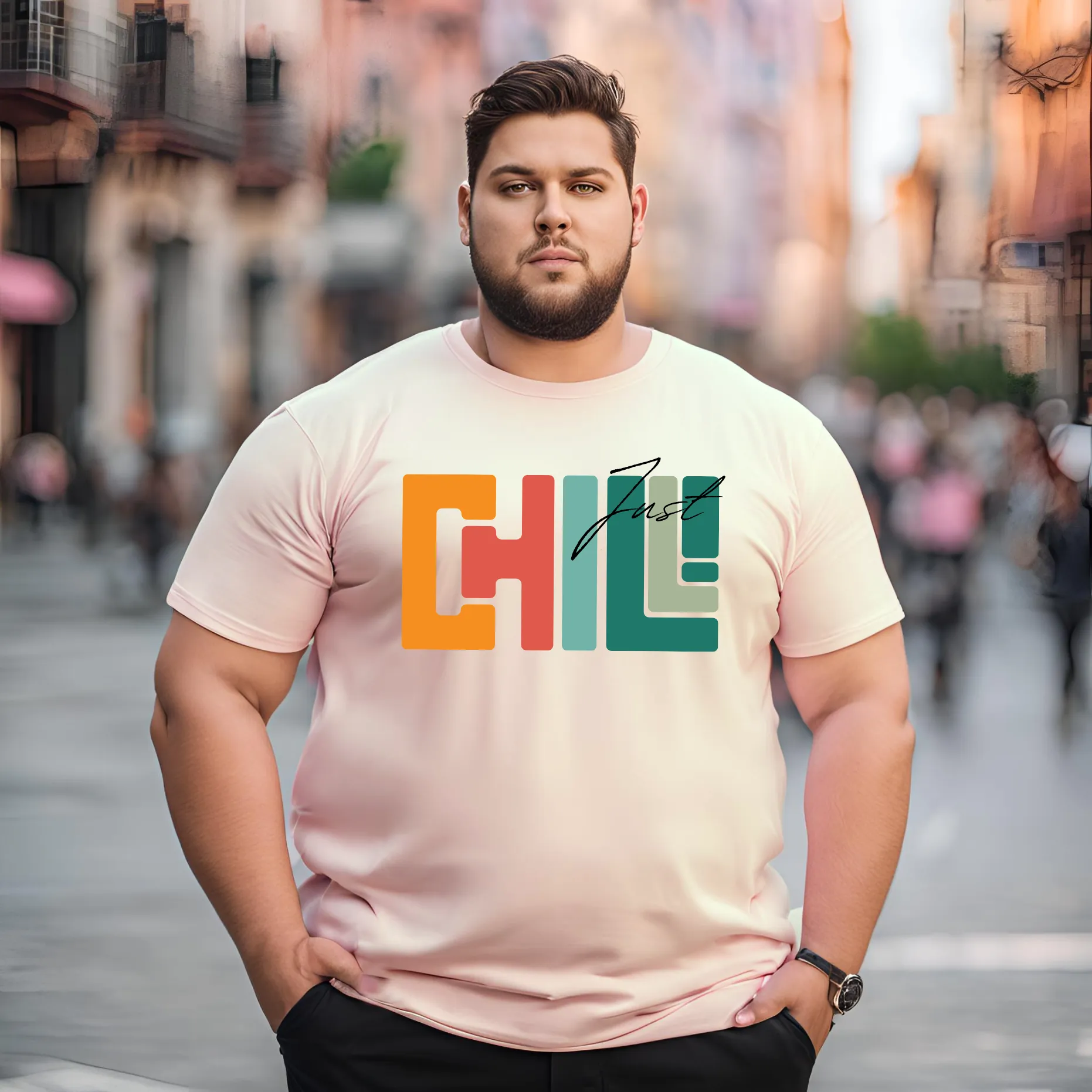 KART BLACK Men's Plus Size Just Chill Printed T-Shirts