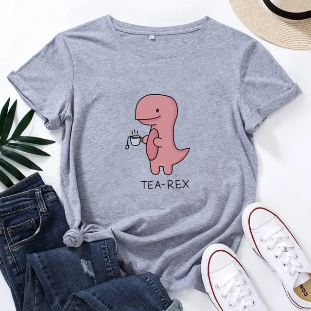 Kawaii Tea-Rex Graphic T-shirt