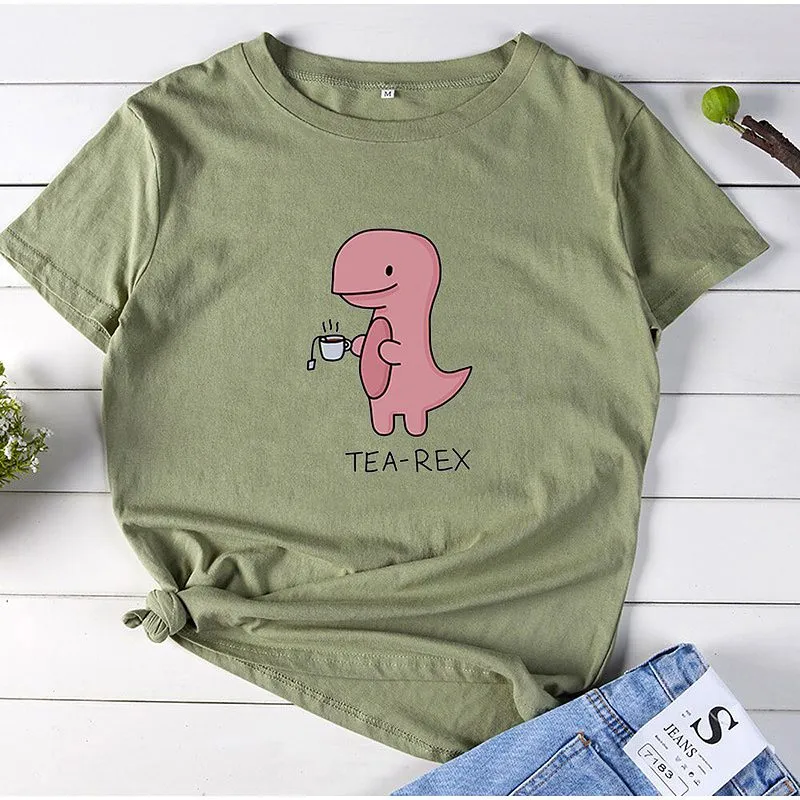 Kawaii Tea-Rex Graphic T-shirt